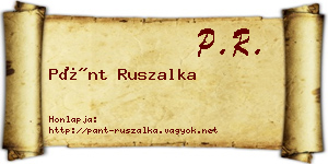 Pánt Ruszalka névjegykártya